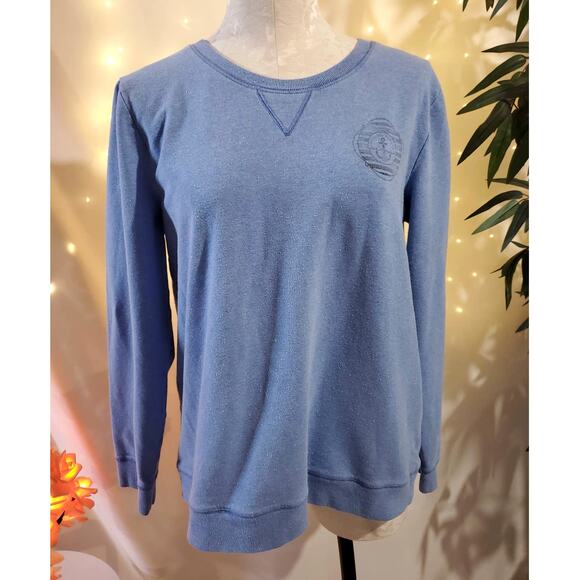 Talbots Tops - Talbots Women's L Nautical Anchor Confetti Speckled Crew Neck Blue Sweatshirt